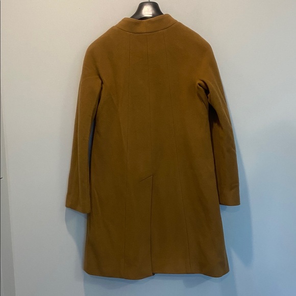 Talbots Virgin Wool Caramel Tan Winter Trench Coat Size 6 Button Front, Pockets - Picture 13 of 15